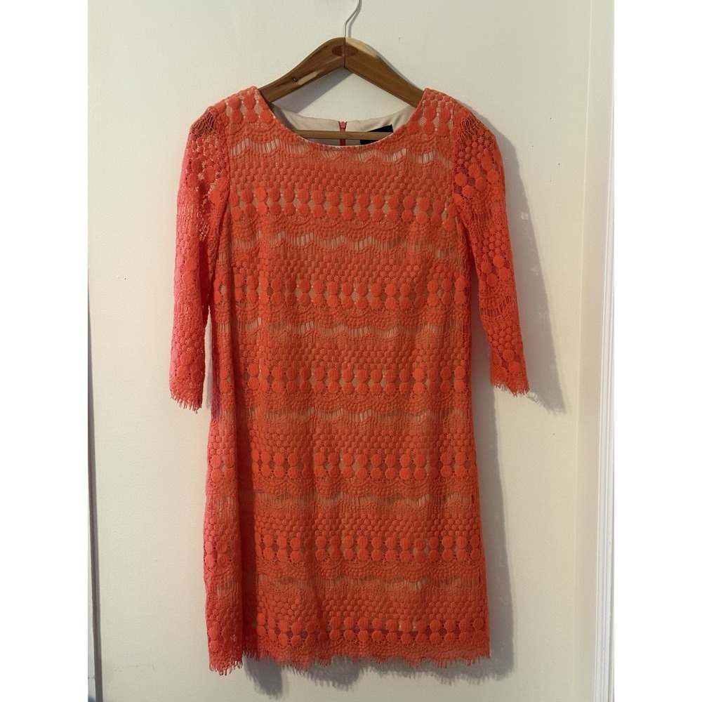 RN‎ Studio by Ronni Nicole Orange Lace Sheath Dress 3/4 Sleeve 12 Party Formal